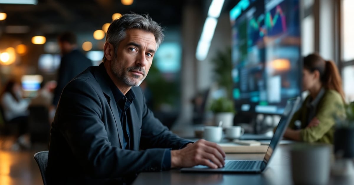 Expert en cybersécurité analysant des données sur un écran dans un environnement professionnel moderne