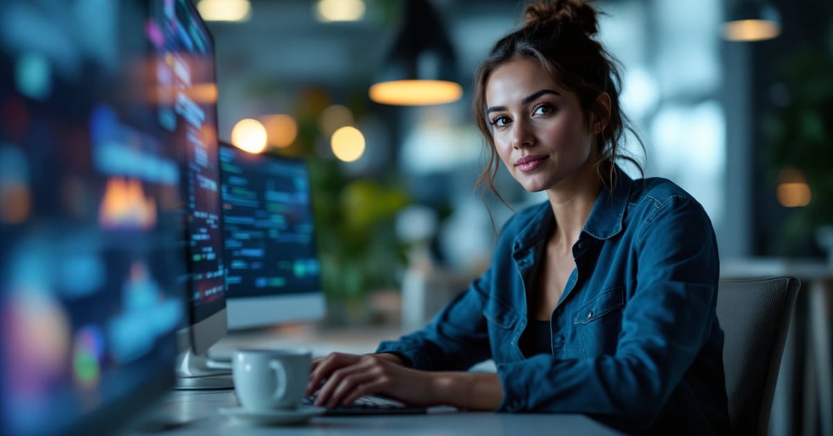 Formation en cybersécurité : professionnel travaillant sur un ordinateur dans un environnement moderne et sécurisé
