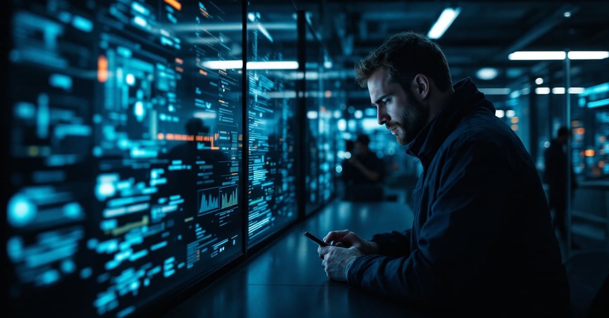 Opérateur surveillant des systèmes industriels OT sur écrans de contrôle – cybersécurité industrielle